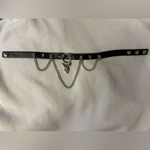 Hot topic rabbit skull and chains faux leather choker